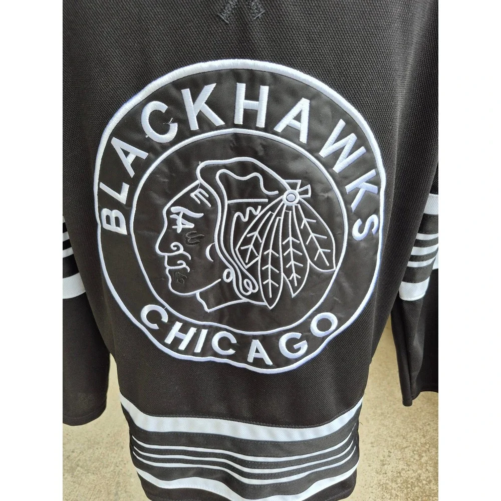 Chicago Blackhawks NHL Jersey Black White 2019 Gustafsson Winter Classic Mens 56